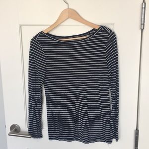 JCrew 100% Linen Stripe Boatneck Tee Size Small